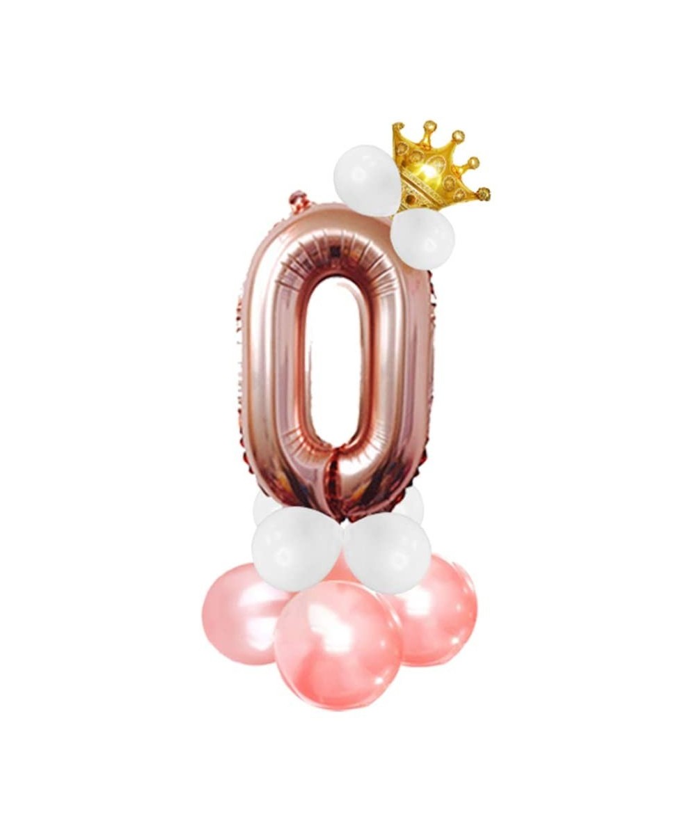 Large Size Crown Rose Gold Foil Number Balloons- Automatic Sealing- Can be Combined- Can be Used As Helium Balloons- Birthday...