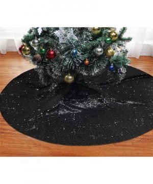 Christmas Tree Skirt Sequin Glitter Halloween Decoration 50-Inch Black - Black - CI18YQ3UUAC $10.90 Tree Skirts