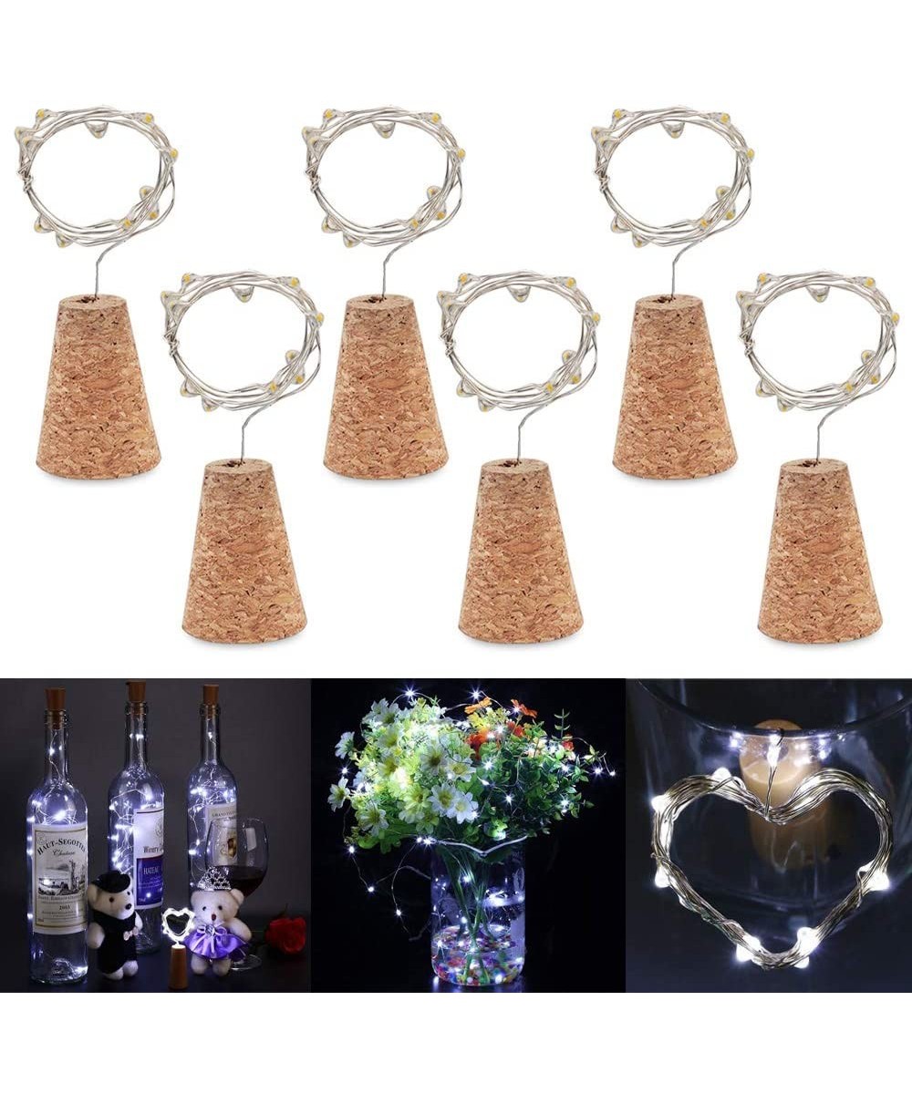 Cork Lights for Wine Bottles- 6 Pack Fairy Lights 15 LED Battery Powered 4.92ft Copper Wire String Lights for Valentines Day ...