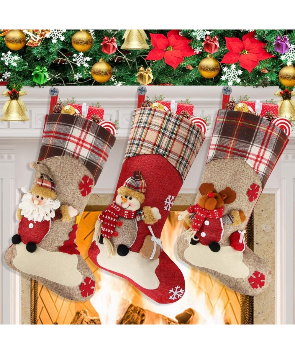 Christmas Stockings- Big Size 3 Pcs 18" Classic Christmas Stocking Santa Snowman Reindeer Xmas Character for Party Decoration...