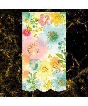 Disposable Guest Towels - Fancy Florals Design with Gold Embellishment - Two Pack of 12 Count-3-Ply Paper Hand Towels - Kitch...