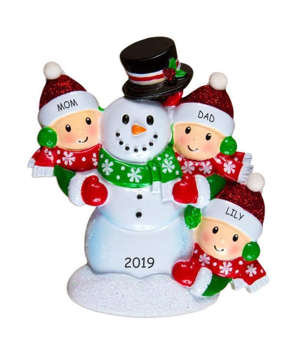 Personalized Snowman Fun Family Christmas Ornament (Family of 3) - Family of 3 - C812N74ETYM $14.73 Ornaments