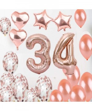 Sweet 34th Birthday Decorations Party Supplies-Rose Gold Number 34 Balloons-34th Foil Mylar Balloons Latex Balloon Decoration...