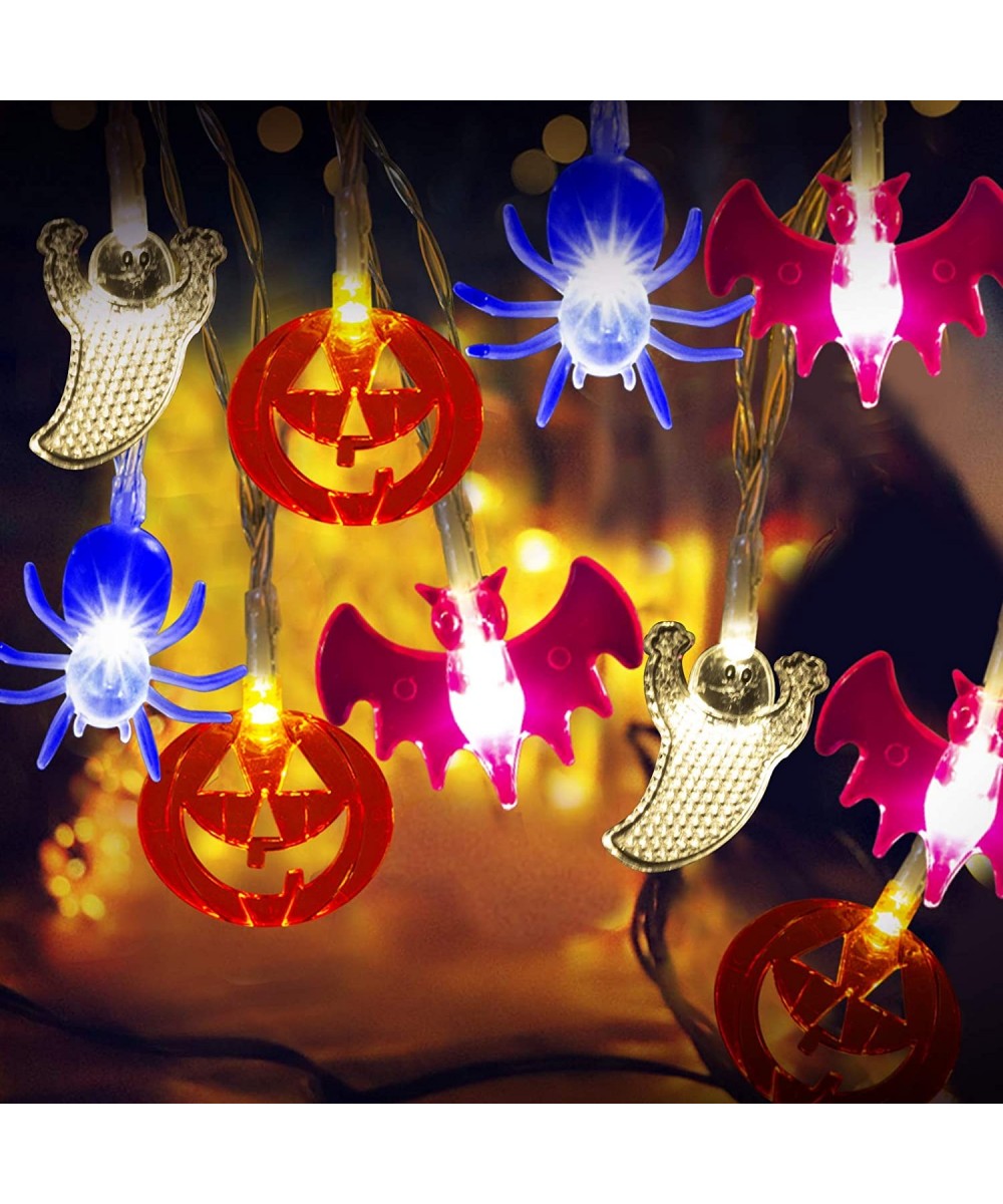 20 LED Halloween String Lights Halloween Decorations Lights Halloween Pumpkin Bat Ghost Spider Lights- Battery Powered Waterp...