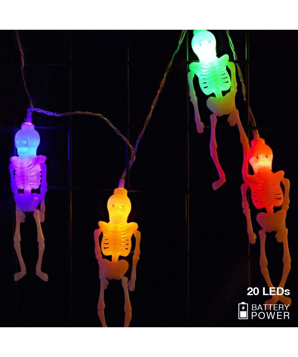 Halloween Lights Decorations Halloween Skeleton Skull String Lights- 10ft 20 LEDs Battery Operated Colorful Fairy Lights for ...