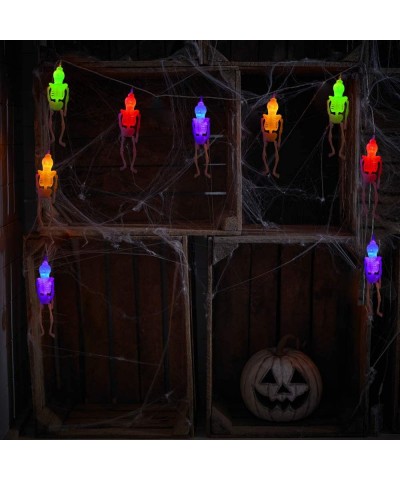 Halloween Lights Decorations Halloween Skeleton Skull String Lights- 10ft 20 LEDs Battery Operated Colorful Fairy Lights for ...