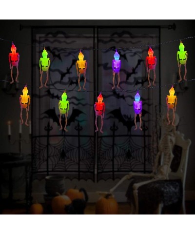 Halloween Lights Decorations Halloween Skeleton Skull String Lights- 10ft 20 LEDs Battery Operated Colorful Fairy Lights for ...