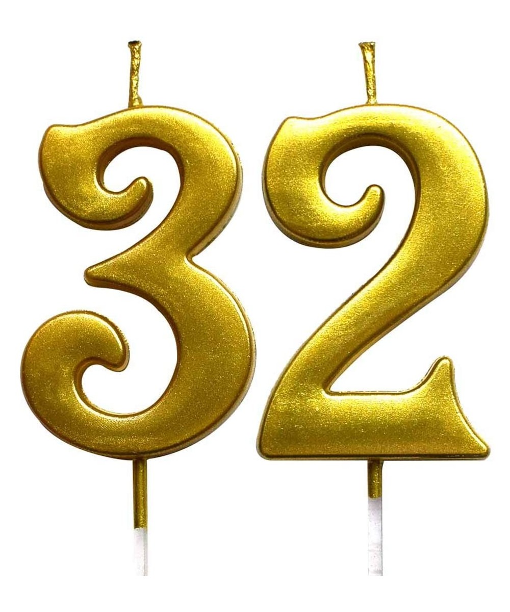 Gold 32nd Birthday Numeral Candle- Number 32 Cake Topper Candles Party Decoration for Women or Men - CA18TYH2TE8 $8.54 Birthd...