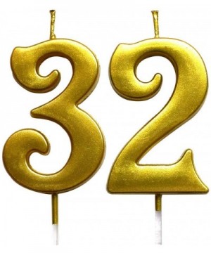 Gold 32nd Birthday Numeral Candle- Number 32 Cake Topper Candles Party Decoration for Women or Men - CA18TYH2TE8 $8.54 Birthd...