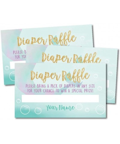 25 Mermaid Diaper Raffle Ticket Lottery Insert Cards For Girl Baby Shower Invitations- Supplies and Games For Under the Sea N...