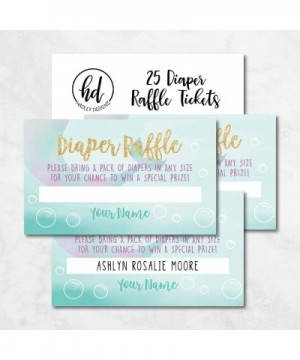 25 Mermaid Diaper Raffle Ticket Lottery Insert Cards For Girl Baby Shower Invitations- Supplies and Games For Under the Sea N...