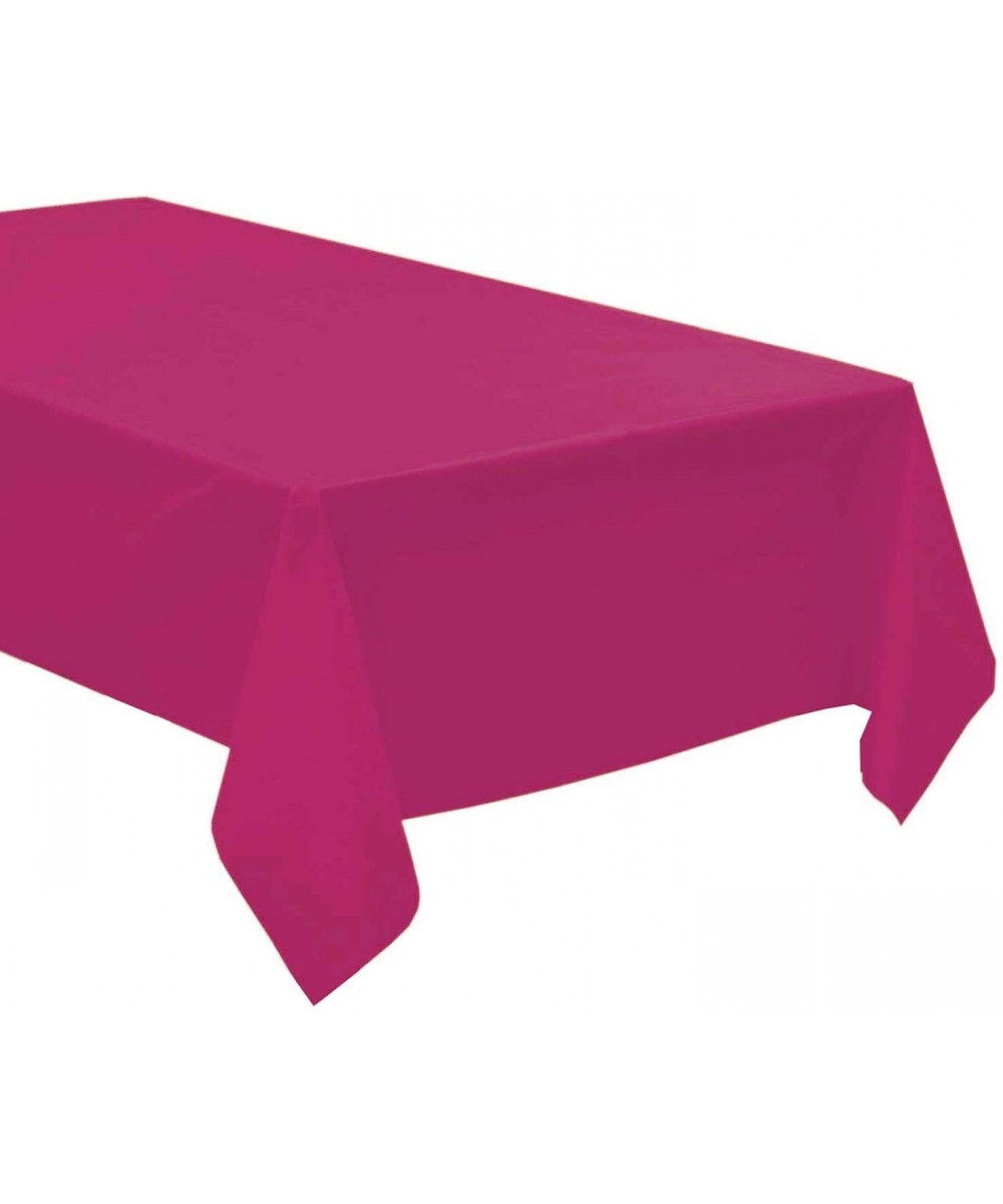 3 Pack Rectangle 54" x 108" Plastic Table Cover Heavy Duty Tablecloth Reusable/Disposable (Fuchsia) - Fuchsia - CX18RDKOLKQ $...