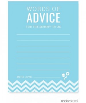 Baby Blue Chevron Boy Baby Shower Collection- Games- Activities- Decorations- Advice for The Mommy to Be Cards- 20-Pack - Car...