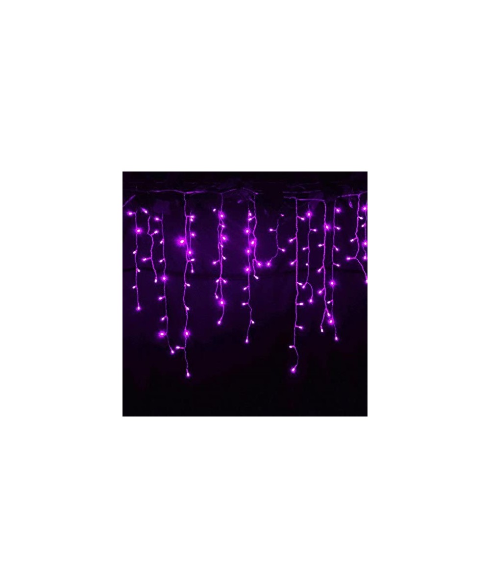 13FT 96 LEDs Purple 8 Modes Memory Mode Icicle Light Window Curtain String Light Wedding Patio Home Garden Bedroom Outdoor In...