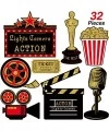 32 Pieces Red Carpet Hollywood Cutouts Hollywood Movie Party Cards Table Toppers Movie Theme Decorations Double-sided Printin...