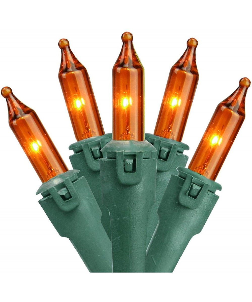 100-Count Orange Commercial Grade Mini Christmas Light Set- 45.5ft Green Wire - CA12M3BTMLD $24.14 Indoor String Lights