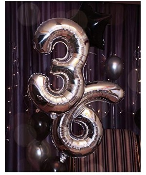 40 Inch Silver Foil Balloons Number 8-Extra Giant Digital Helium Foil Balloons for Party Aluminum Hanging Foil Film Balloon W...