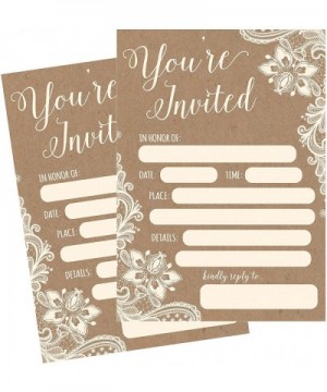 50 Fill In Invitations- Burlap and Lace- Kraft- Wedding Invitations- Bridal Shower Invitations- Rehearsal Dinner- Dinner Invi...