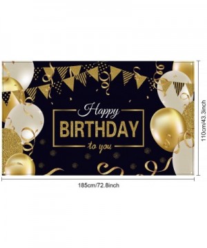 Happy Birthday Backdrop Banner Extra Large Black and Gold Sign Poster for Men Women Birthday Anniversary Party Photo Booth Ba...