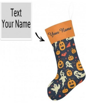 Christmas Stocking Custom Personalized Name Text Halloween Pumpkin Ghost for Family Xmas Party Decoration Gift 17.52 x 7.87 I...