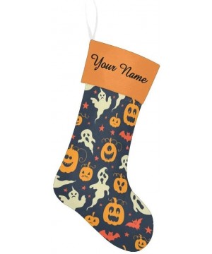 Christmas Stocking Custom Personalized Name Text Halloween Pumpkin Ghost for Family Xmas Party Decoration Gift 17.52 x 7.87 I...