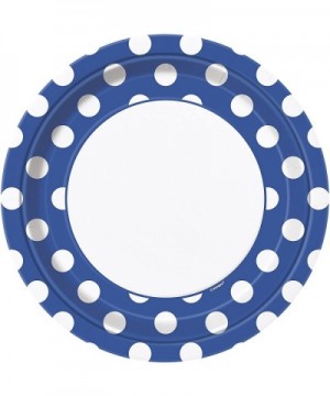 Unique Industries- Polka Dot Paper Plates- 8 Pieces - Royal Blue - Royal Blue - CM11EW9XW0R $6.71 Party Tableware