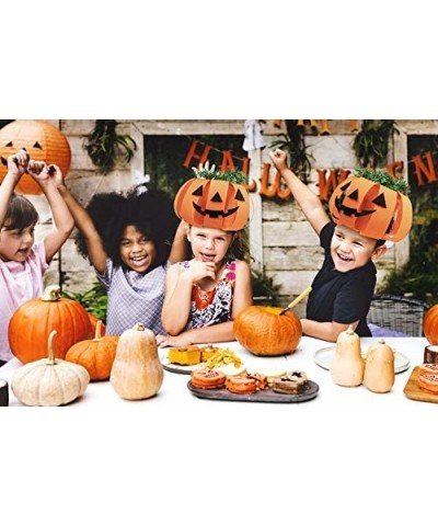 Halloween Pumpkin Hats Making Activity Kit- 6-Pack. Funny Props Orange Jack-O-Lantern Craft Supplies for kids. Decoration/Cos...