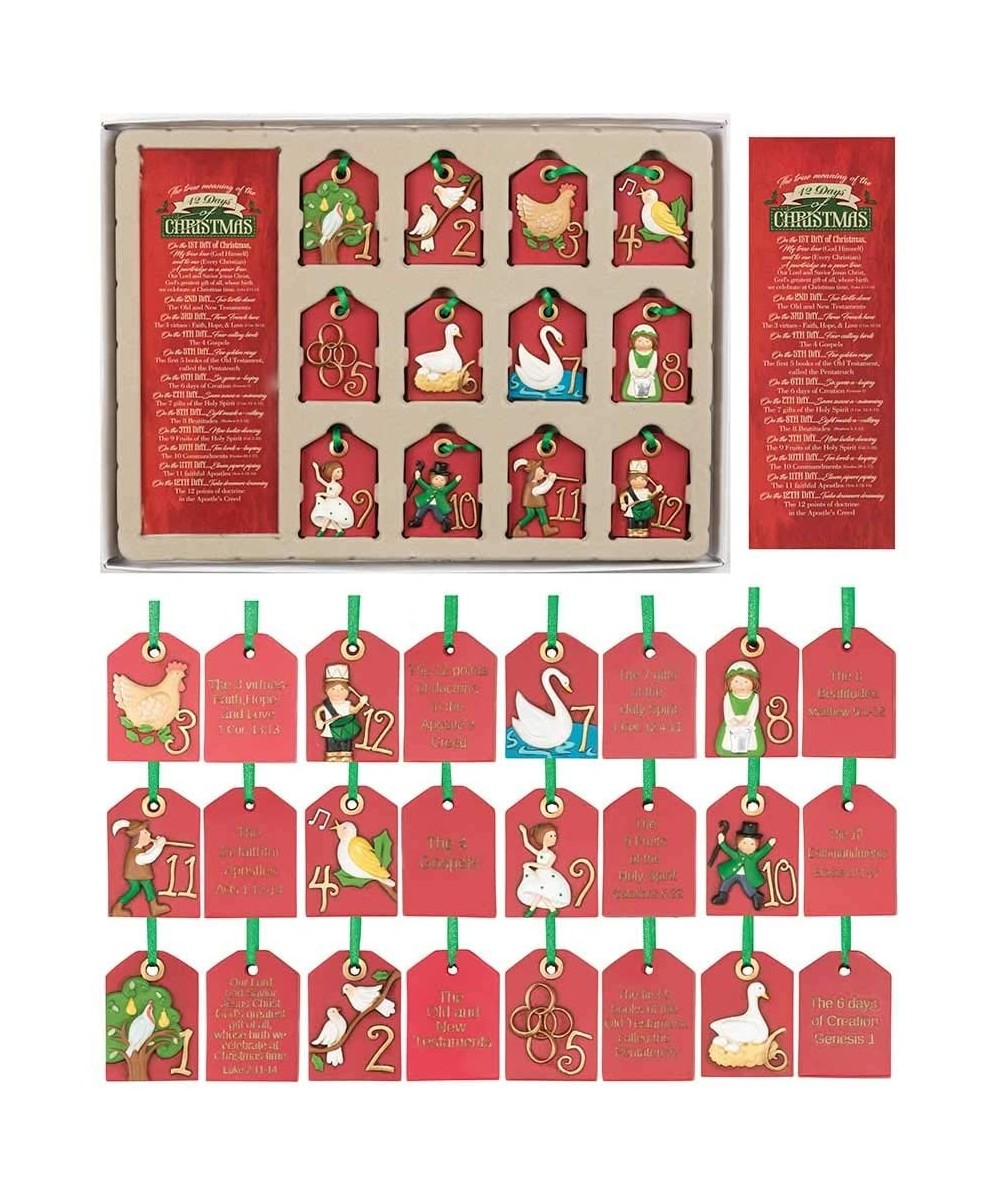 12 Days of Christmas Festive Red 2 x 2 Resin Stone Christmas Ornament Set of 12 - C118IKD50II $42.34 Ornaments