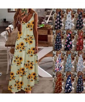 Women's Sleeveless Loose Tie Dye Maxi Dresses Summer Tank Top Dress Casual Tunics Long Dress Beach Swing Dress - 5-green - CC...