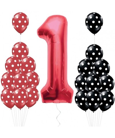 Red Black and White Balloons Kits - 1st Birthday Party Decorations Red Number 1 Balloon- Large 40 Inch - Red and Black with W...