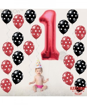 Red Black and White Balloons Kits - 1st Birthday Party Decorations Red Number 1 Balloon- Large 40 Inch - Red and Black with W...