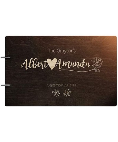 Personalized Handmade Mr Mrs Wedding Guest Book for Bride and Groom Wood Alternative Custom Engraved Newlywed Marriage Album ...