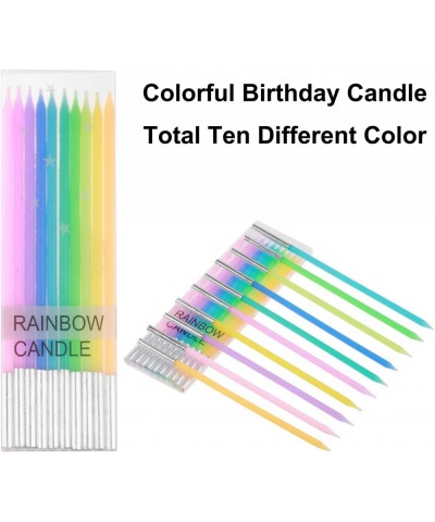 Birthday Cake Candles Colorful Party Metallic Dessert Decoration Rainbow Cupcake Candles Flames Smokeless for Kid Children Ad...