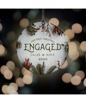Our First Christmas Engaged Glass Ornament - Engaged Personalized - Cranberries and - Suncatcher Hanging Print Christmas Tree...