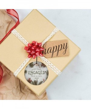 Our First Christmas Engaged Glass Ornament - Engaged Personalized - Cranberries and - Suncatcher Hanging Print Christmas Tree...