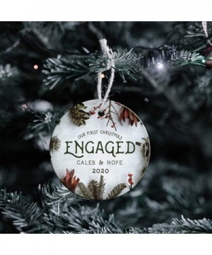 Our First Christmas Engaged Glass Ornament - Engaged Personalized - Cranberries and - Suncatcher Hanging Print Christmas Tree...