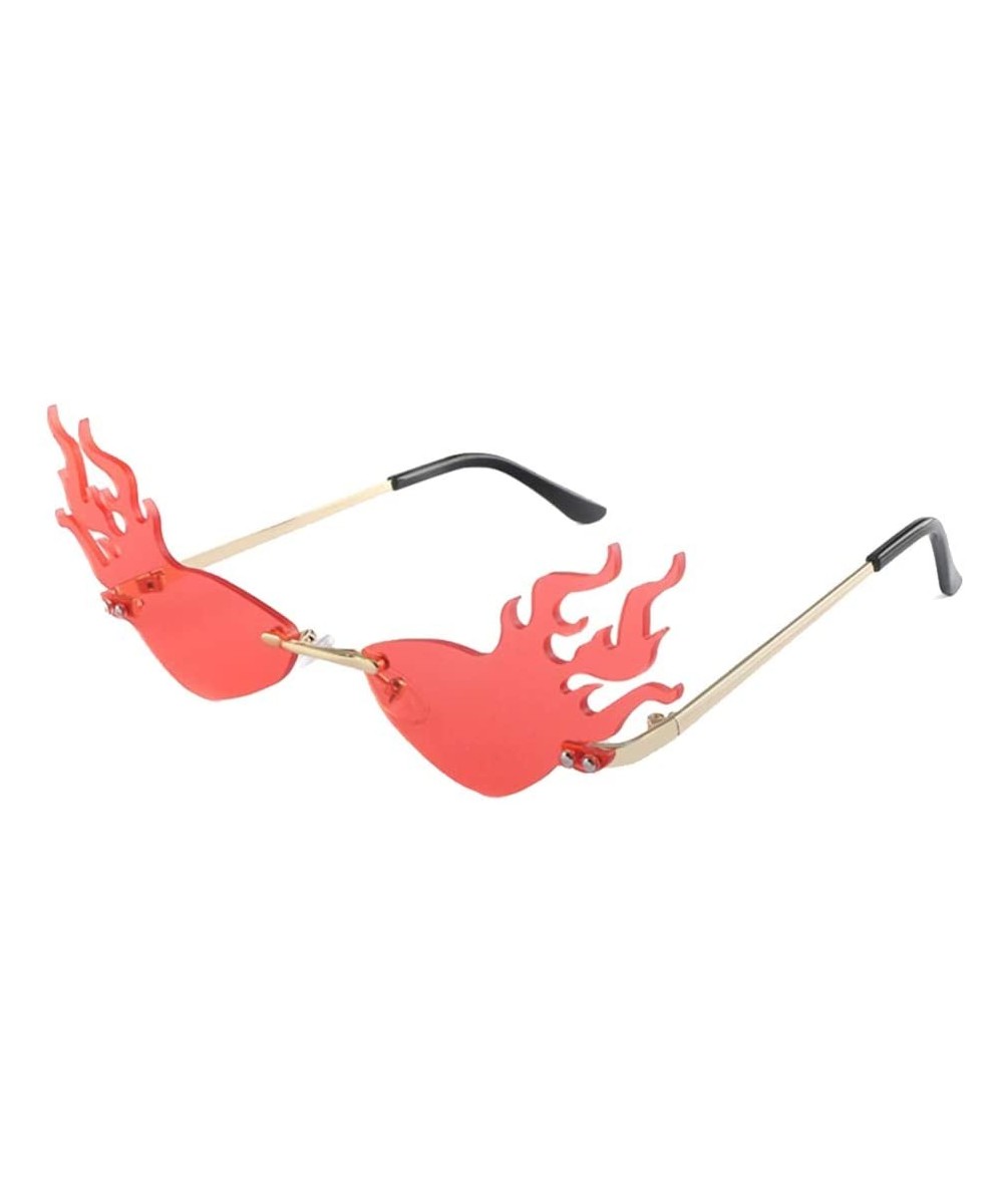 Fashion Flame Sunglasses Photo Prop Decorative Party Eyeglasses Party Glasses for Party Outdoor (Red Lens) - Red - CN197COLMU...