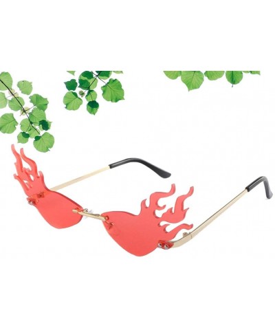 Fashion Flame Sunglasses Photo Prop Decorative Party Eyeglasses Party Glasses for Party Outdoor (Red Lens) - Red - CN197COLMU...