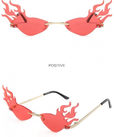 Fashion Flame Sunglasses Photo Prop Decorative Party Eyeglasses Party Glasses for Party Outdoor (Red Lens) - Red - CN197COLMU...