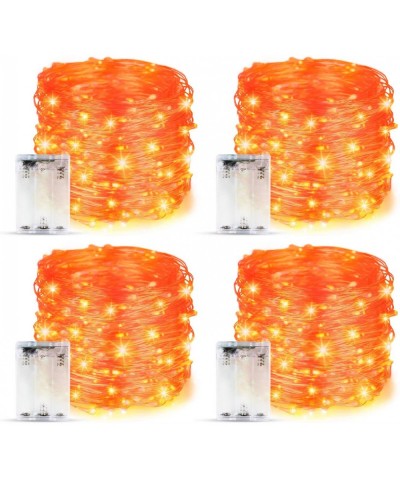 Halloween Decorations-Orange Fairy String Lights 4 Pack-19.7Ft/6M 60 LEDs 2 Modes Indoor Copper Wire Twinkle Lights for Hallo...