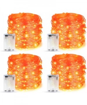 Halloween Decorations-Orange Fairy String Lights 4 Pack-19.7Ft/6M 60 LEDs 2 Modes Indoor Copper Wire Twinkle Lights for Hallo...