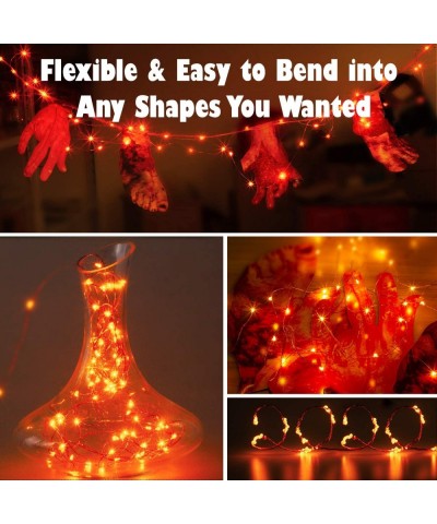 Halloween Decorations-Orange Fairy String Lights 4 Pack-19.7Ft/6M 60 LEDs 2 Modes Indoor Copper Wire Twinkle Lights for Hallo...