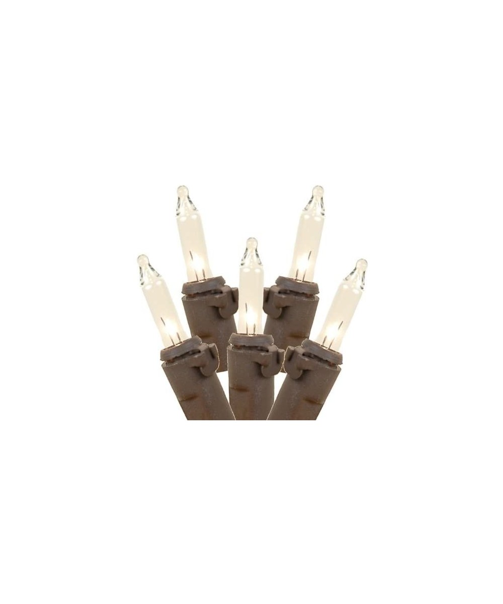 100 Light Clear Christmas Mini Light Set- Brown Wire- 22' Long - Brown Wire - C611J6V8YJZ $6.95 Outdoor String Lights