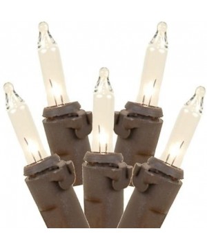 100 Light Clear Christmas Mini Light Set- Brown Wire- 22' Long - Brown Wire - C611J6V8YJZ $6.95 Outdoor String Lights