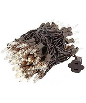 100 Light Clear Christmas Mini Light Set- Brown Wire- 22' Long - Brown Wire - C611J6V8YJZ $6.95 Outdoor String Lights