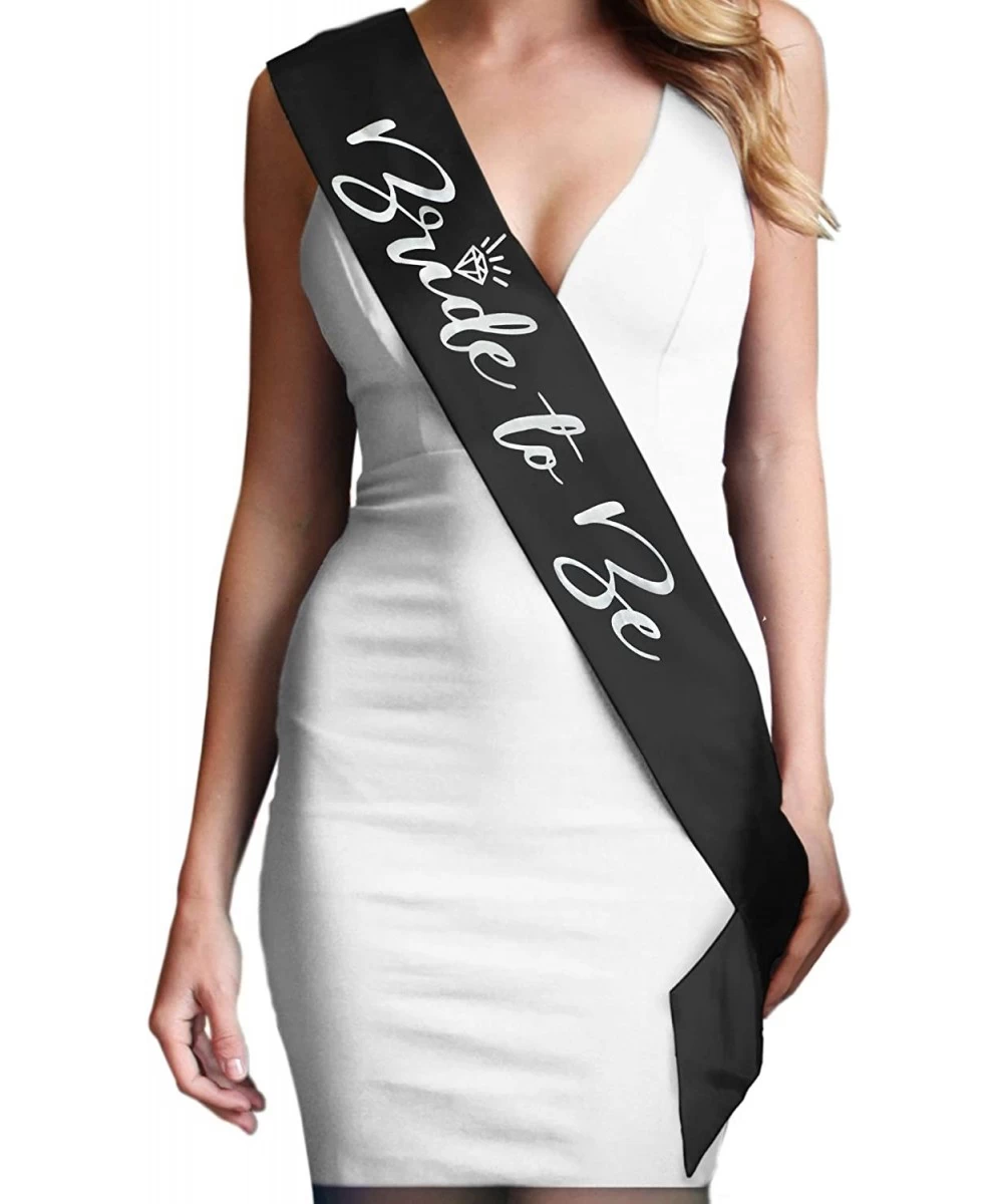 Black Bachelorette Party Sash - Luxury Silver Glam Bride to Be Satin Sash - Bachelorette Party Supplies - Black Sash(BrdDia R...