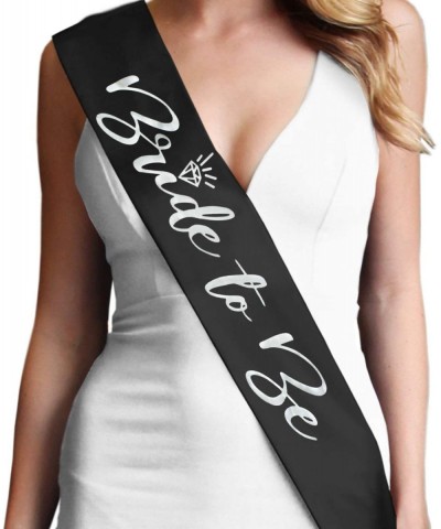 Black Bachelorette Party Sash - Luxury Silver Glam Bride to Be Satin Sash - Bachelorette Party Supplies - Black Sash(BrdDia R...