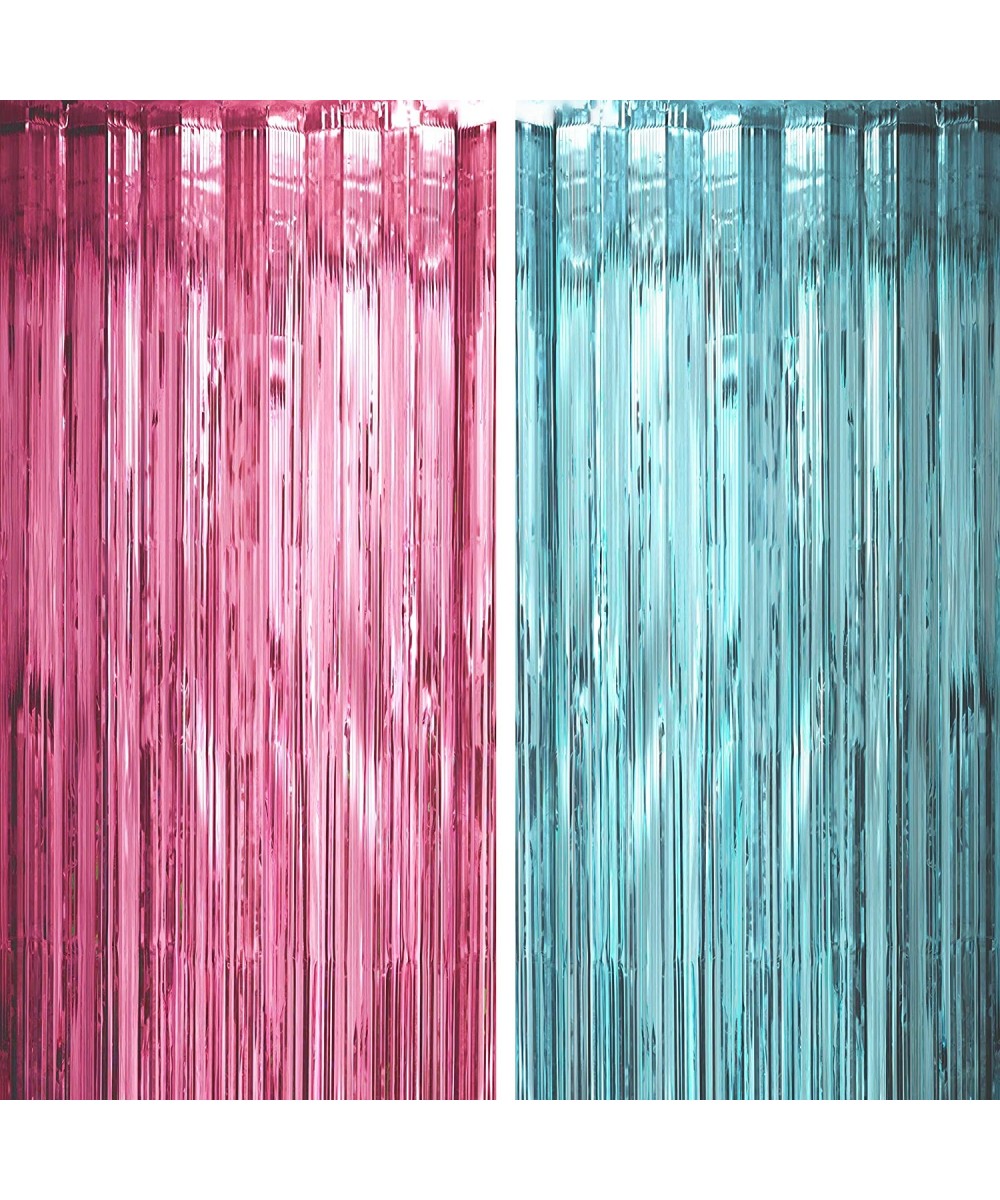Gender Reveal Party Tinsel Foil Fringe Curtains - Boy Or Girl Birthday Baby Shower Carnival Party Decor Photo Booth Props Bac...