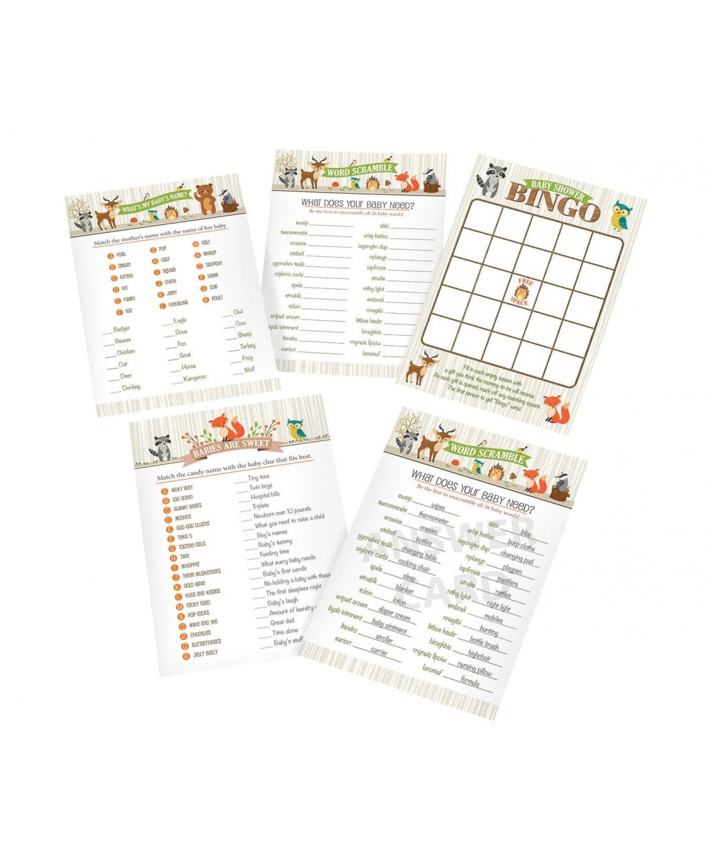 Woodland Baby Shower Game Cards- Neutral- 5" x 7 - CO12NSN06RE $9.52 Guestbooks