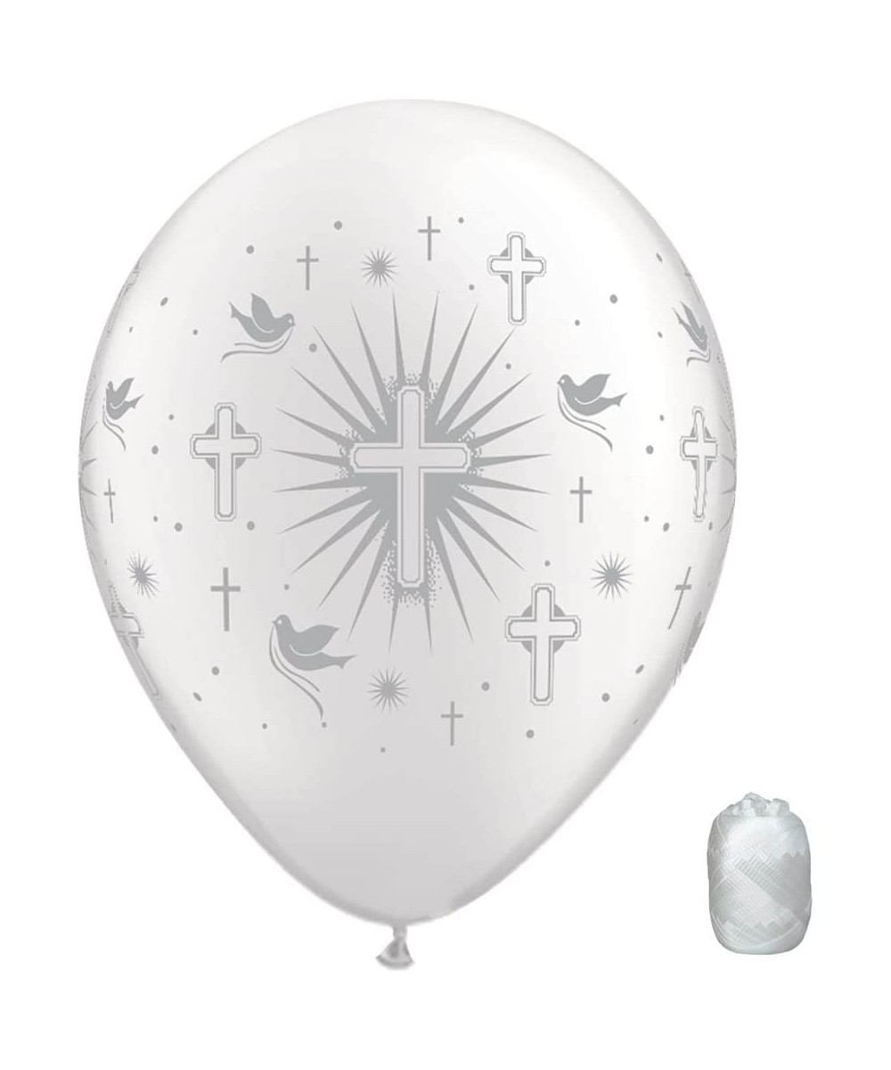 10 Pack 11" Cross and Doves Latex Balloons with Matching Ribbon - CQ1852RMYLY $7.53 Balloons